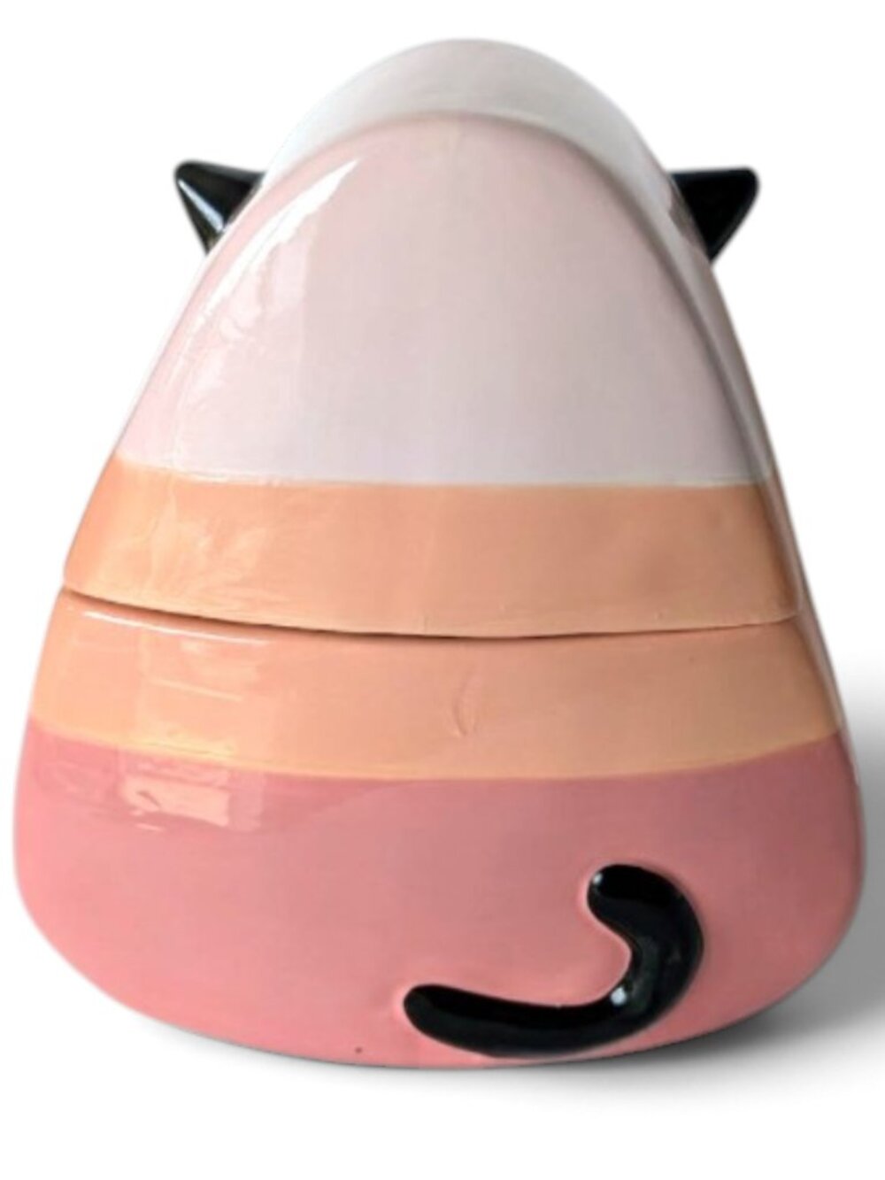 10 Strawberry Street Halloween Pink Candy Corn Cat Cookie Jar Canister 8.5" NWT - Picture 5 of 6
